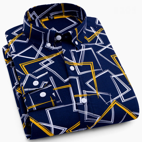 Load image into Gallery viewer, High Quality Geometry Long Sleeve Shirt #810XX-men-wanahavit-8103-S-wanahavit
