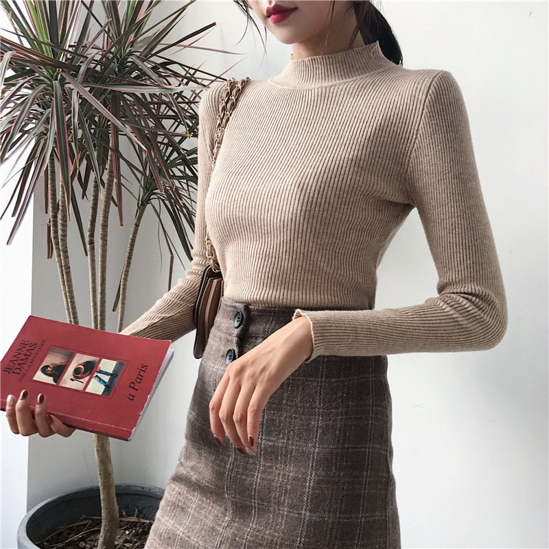 Knitted Turtleneck Sweater Casual Soft Jumper Long Sleeve