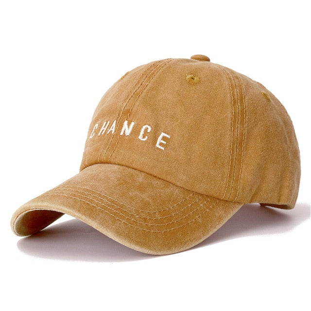 CHANCE Letter Embroidered Washed Cotton Baseball Adjustable Snapback Cap