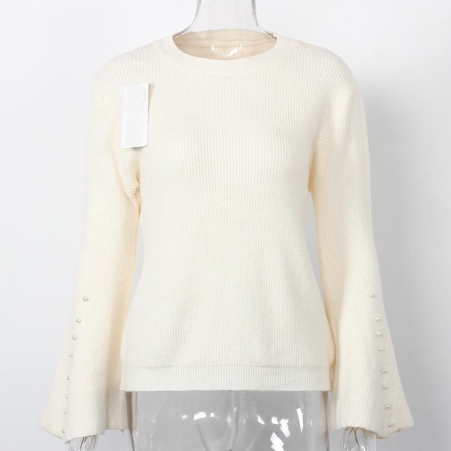 Knitted Solid Color Flare Long Sleeve Sweater-women-wanahavit-White-One Size-wanahavit