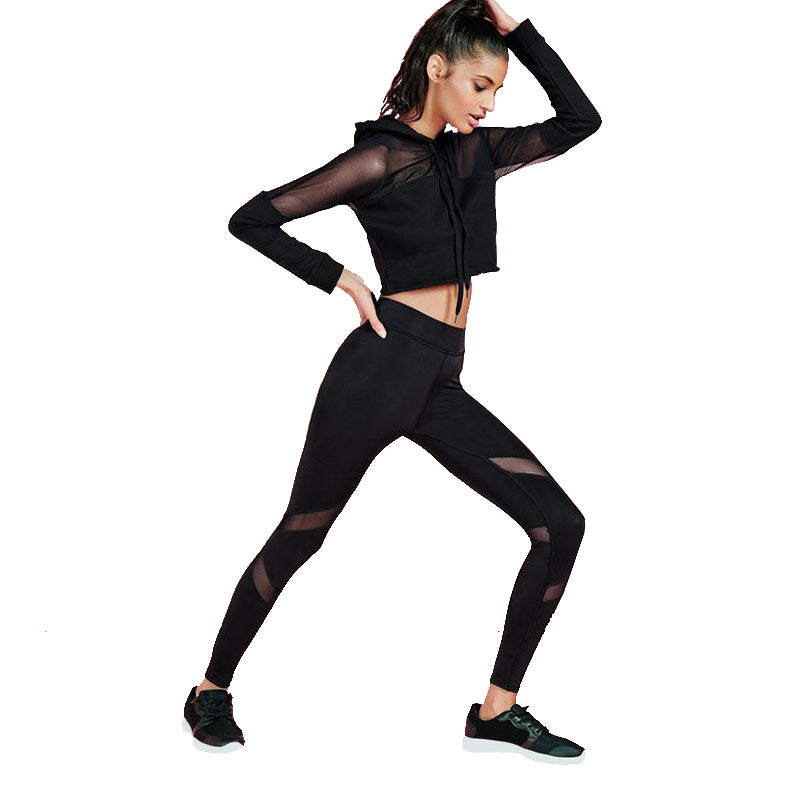 Sexy Meshed Patchwork Workout Set Legging + Long Sleeve-women fitness-wanahavit-Black-S-wanahavit