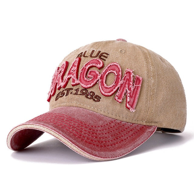 3D Retro ORAGON Embroidered Washed Cotton Baseball Adjustable Snapback Cap
