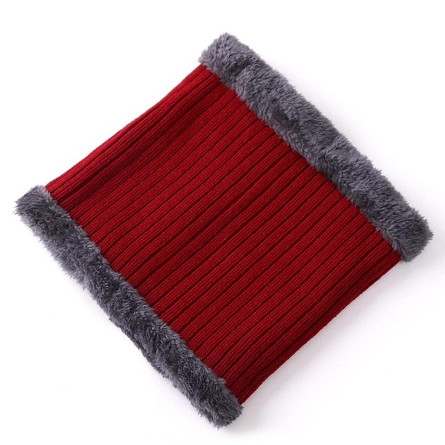 Fur Lined Beanie Outdoor Knitted Woolen Warm Winter Cap
