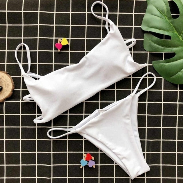 Sexy Bather Solid Color Brazilian Bikini-women fitness-wanahavit-White-L-wanahavit