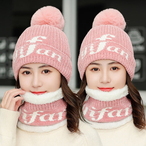 Load image into Gallery viewer, Chenille Plus Velvet All-match Pompoms Outdoor Knitted Woolen Warm Winter Cap
