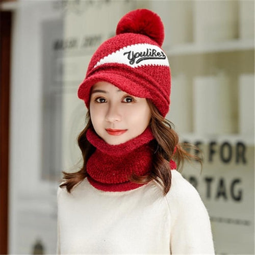 Load image into Gallery viewer, Brim Fashion Plus Velvet Woolen Outdoor Knitted Warm Winter Cap
