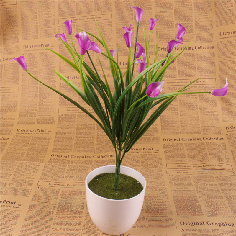 25 Heads Artificial Calla with Silk Leaf Bouquet-home accent-wanahavit-Purple-wanahavit