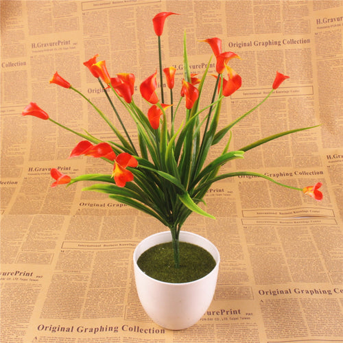 Load image into Gallery viewer, 25 Heads Artificial Calla with Silk Leaf Bouquet-home accent-wanahavit-Orange-wanahavit
