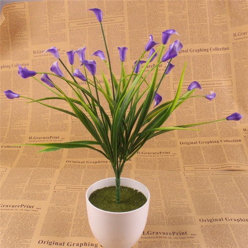 Load image into Gallery viewer, 25 Heads Artificial Calla with Silk Leaf Bouquet-home accent-wanahavit-Blue-wanahavit
