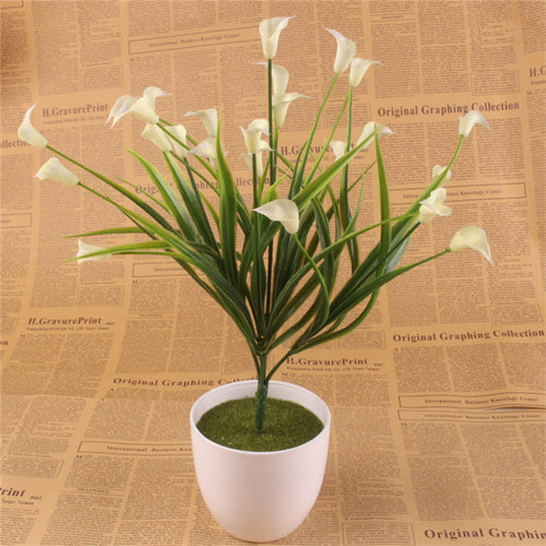 Load image into Gallery viewer, 25 Heads Artificial Calla with Silk Leaf Bouquet-home accent-wanahavit-White-wanahavit

