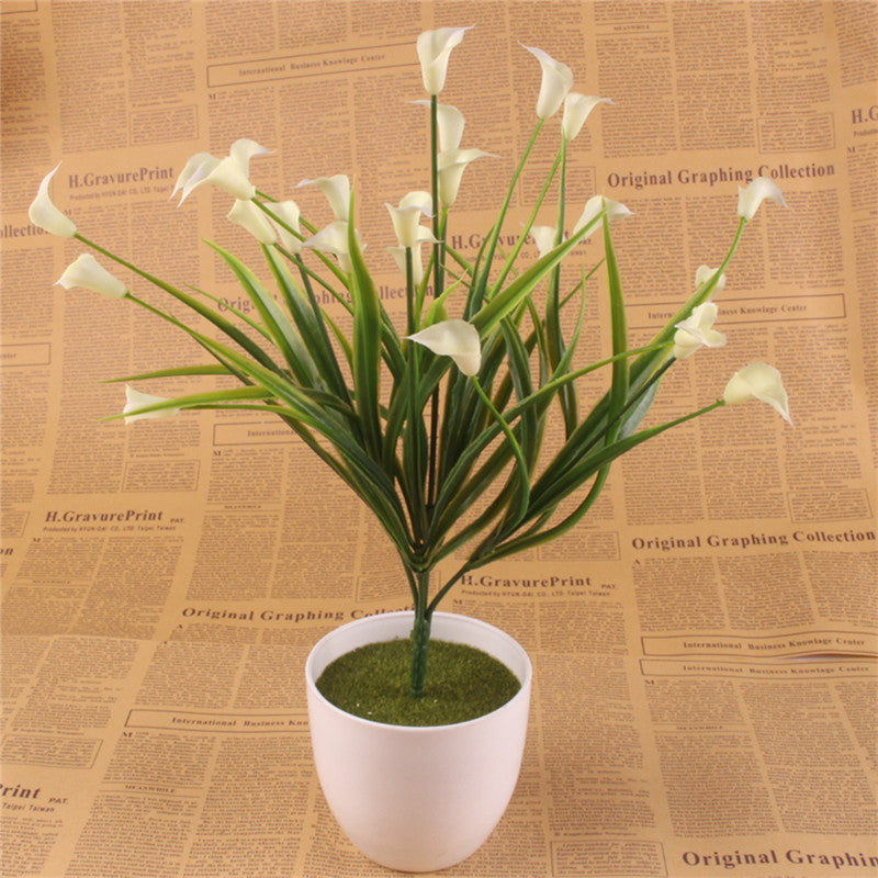 25 Heads Artificial Calla with Silk Leaf Bouquet-home accent-wanahavit-White-wanahavit