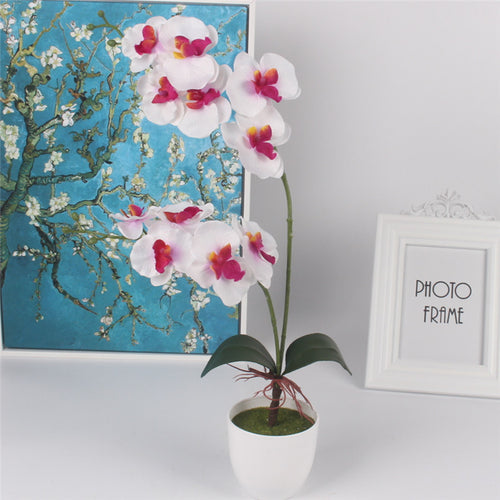 Load image into Gallery viewer, Artificial Orchid Flower with Leaf-home accent-wanahavit-purple-wanahavit
