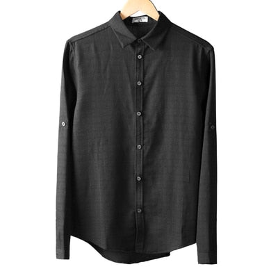 Spring Casual Cotton Long Sleeve Shirt #S816-men-wanahavit-black-L-wanahavit