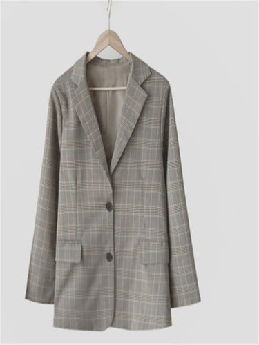 Load image into Gallery viewer, Vintage Notched Collar Plaid Breasted Jacket Casual Blazer Coat

