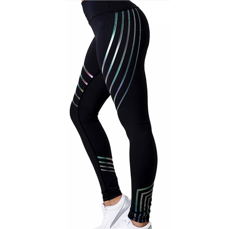 Striped High Waist Quick Dry Leggings-women fitness-wanahavit-black-L-wanahavit