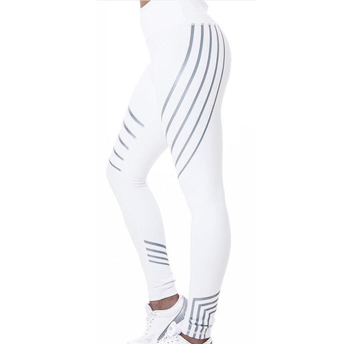 Load image into Gallery viewer, Striped High Waist Quick Dry Leggings-women fitness-wanahavit-white-S-wanahavit
