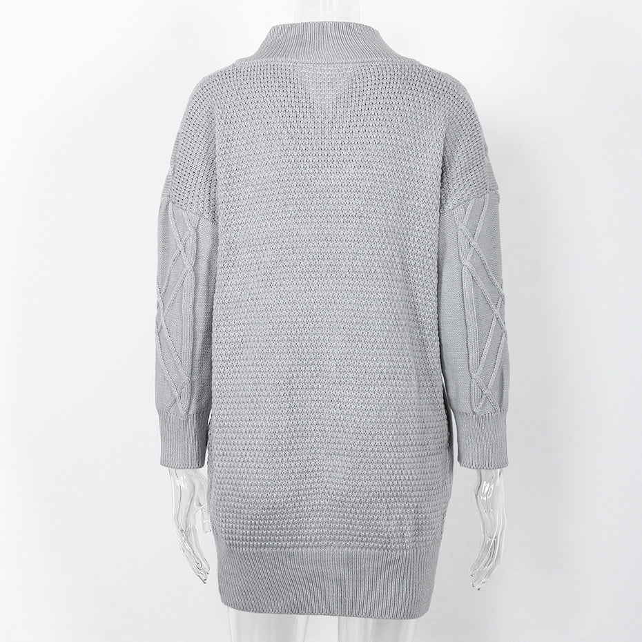 Thick Off Shoulder Knitted Sweater Dress-women-wanahavit-Gray-One Size-wanahavit