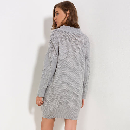 Load image into Gallery viewer, Thick Off Shoulder Knitted Sweater Dress-women-wanahavit-Gray-One Size-wanahavit
