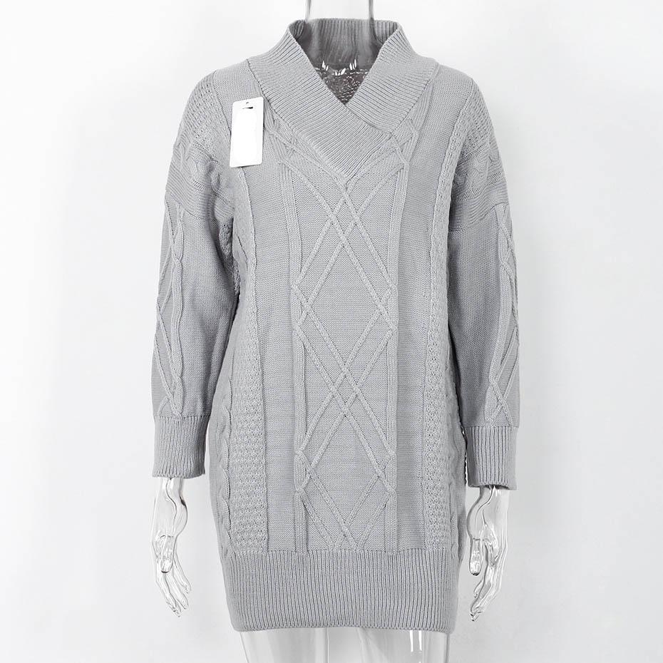 Thick Off Shoulder Knitted Sweater Dress-women-wanahavit-Gray-One Size-wanahavit
