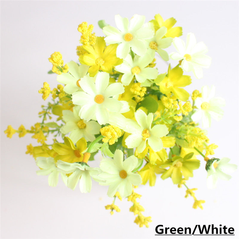 Silk Daisy Decorative Bouquet-home accent-wanahavit-Green & White-wanahavit