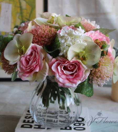 Mix Artificial Hydrangea Orchid Set-home accent-wanahavit-White-wanahavit