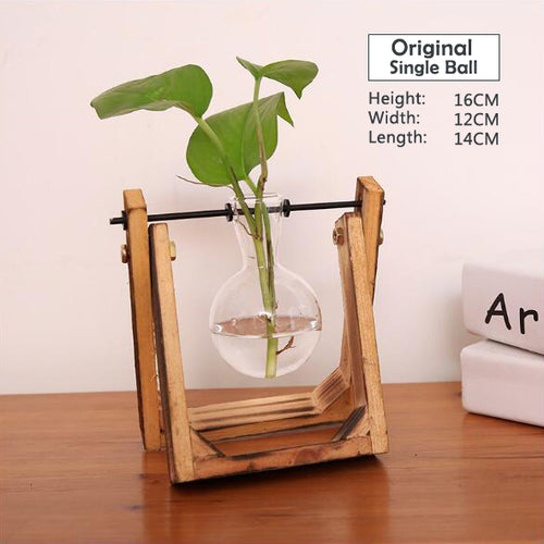 Load image into Gallery viewer, Transparent Glass Decorative Vase with Wooden Tray-home accent-wanahavit-Original-wanahavit
