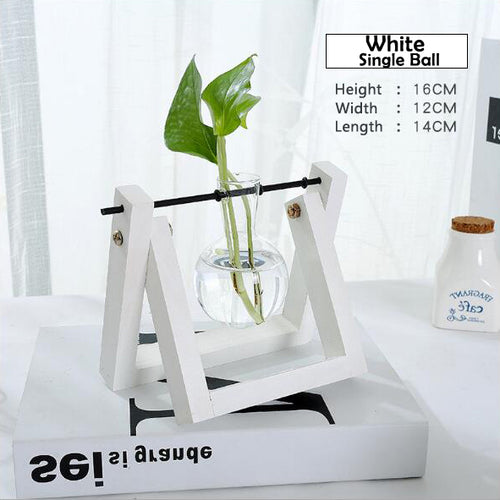 Load image into Gallery viewer, Transparent Glass Decorative Vase with Wooden Tray-home accent-wanahavit-White-wanahavit
