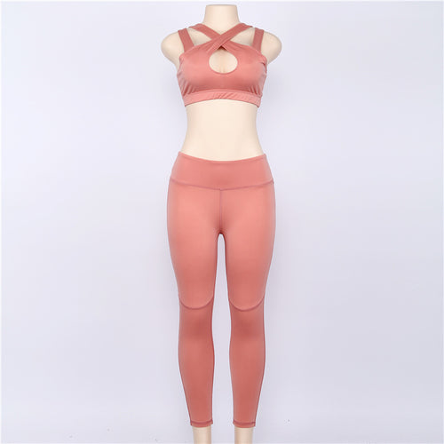 Load image into Gallery viewer, Sexy Crisscross Sports Set-women fitness-wanahavit-Pink-S-wanahavit
