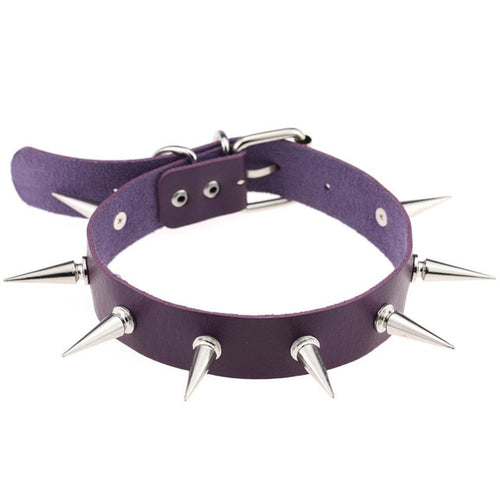 Load image into Gallery viewer, Goth Punk Rivet Necklace PU Leather Unisex Choker Necklaces-unisex-wanahavit-Purple-wanahavit

