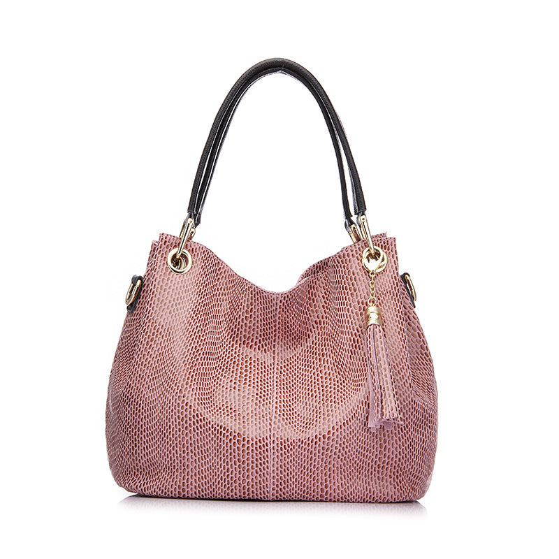 Genuine Leather Reptile Print Shoulder Bag-women-wanahavit-Pink-(30cm<Max Length<50cm)-wanahavit