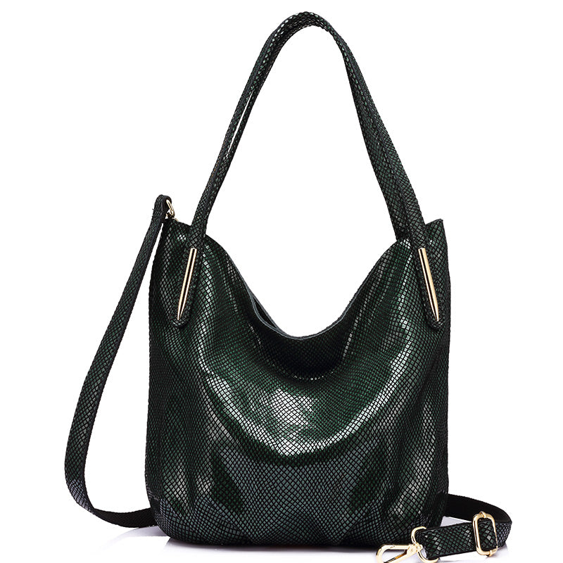 Genuine Leather Serpentine Shoulder Bag-women-wanahavit-Dark Green-(20cm<Max Length<30cm)-wanahavit