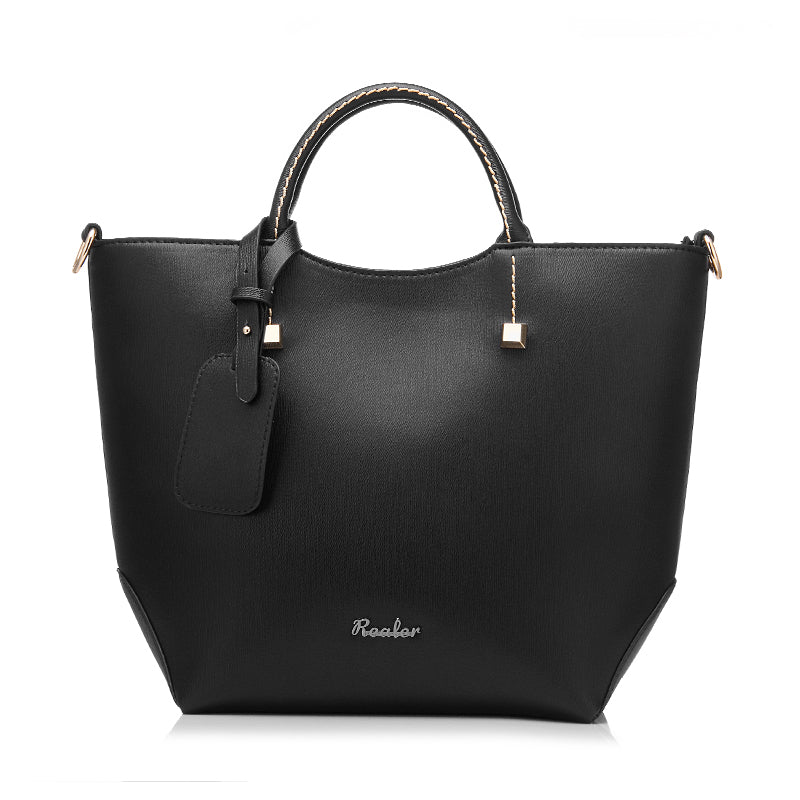 Elegant PU Leather Large Bucket Shoulder Bag-women-wanahavit-new black-wanahavit