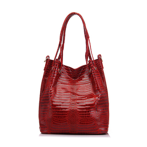 Load image into Gallery viewer, Genuine Leather Alligator Print Shoulder Bag-women-wanahavit-Red-wanahavit
