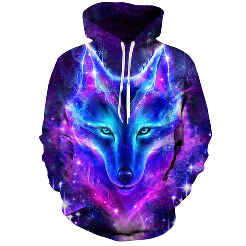 Load image into Gallery viewer, Fashion Galaxy Space 3D Wolf Hoodie Sweatshirts-unisex-wanahavit-1-L-wanahavit
