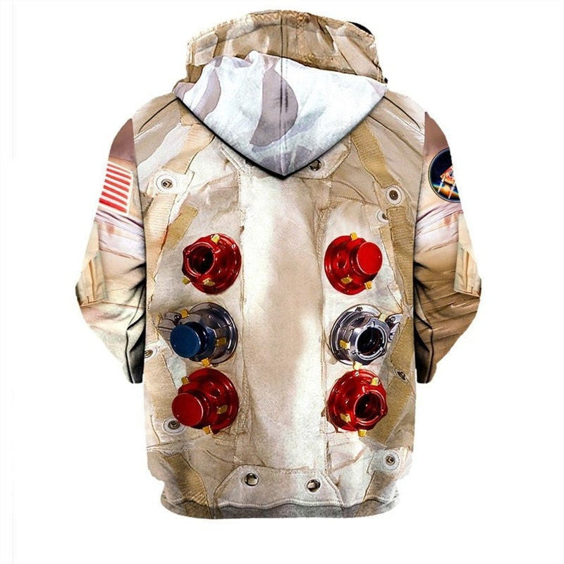 Cosmonaut Print Long Sleeve Hooded Pullovers-unisex-wanahavit-XXL-wanahavit