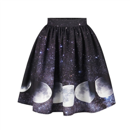 Load image into Gallery viewer, Moon Print High Waist Midi Knee Length Skirts-women-wanahavit-as picture-L-wanahavit
