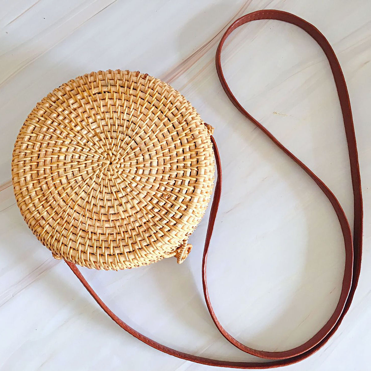 Bohemian Circle Wicker Rattan Shoulder Bag for women - wanahavit