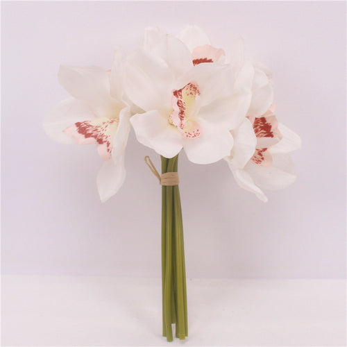 Load image into Gallery viewer, 6 Heads Realistic Cymbidium Orchid-home accent-wanahavit-White-wanahavit
