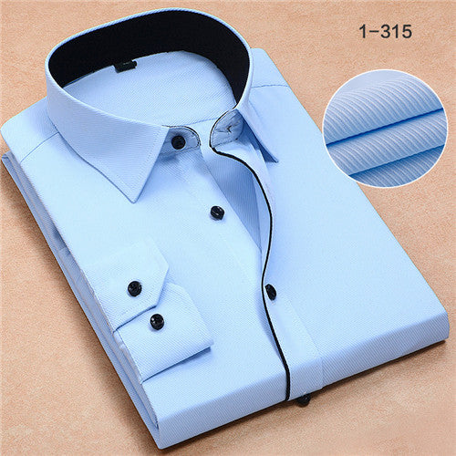 Patchwork Solid Twill Long Sleeve Shirt #114XX-men-wanahavit-1315-M38-wanahavit
