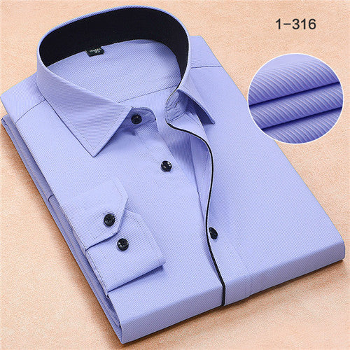 Patchwork Solid Twill Long Sleeve Shirt #114XX-men-wanahavit-1316-M38-wanahavit