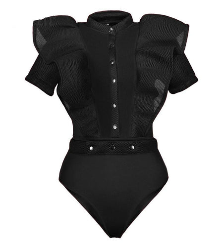 Black Gothic Sexy One Piece Mesh Sashes Romper-women-wanahavit-black-S-wanahavit