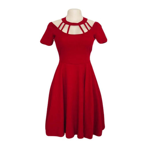 Load image into Gallery viewer, Black Hollow Backless Summer Witch A-Line Sexy Gothic Mini Dresses-women-wanahavit-red-S-wanahavit
