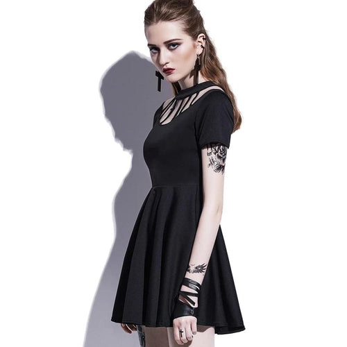 Load image into Gallery viewer, Black Hollow Backless Summer Witch A-Line Sexy Gothic Mini Dresses-women-wanahavit-Black-S-wanahavit
