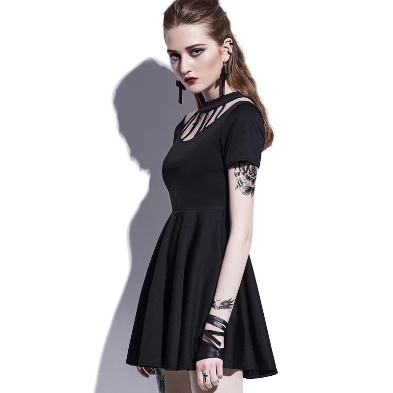 Black Hollow Backless Summer Witch A-Line Sexy Gothic Mini Dresses-women-wanahavit-Black-S-wanahavit