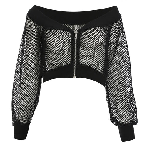 Load image into Gallery viewer, Sexy Short Gothic Mesh See-Through Hollow Off Shoulder Long Sleeve-women-wanahavit-Black-S-wanahavit
