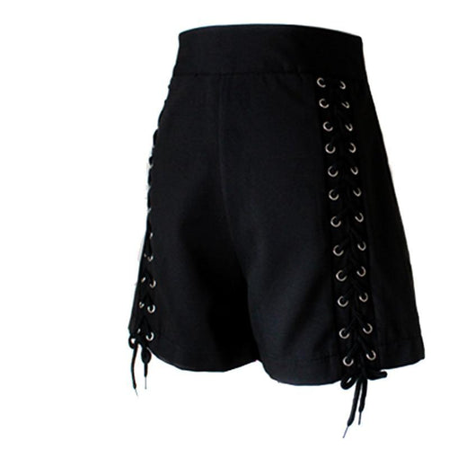 Gothic Sexy Club Lace Up High Waist Zipper Shorts for women - wanahavit