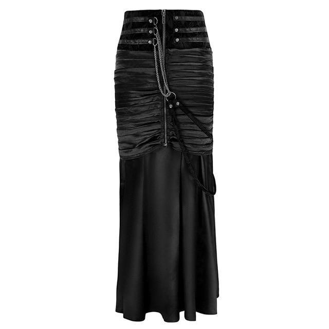 Gothic High Waist Pleated Lace Up Mermaid Skirt-women-wanahavit-Black-L-wanahavit