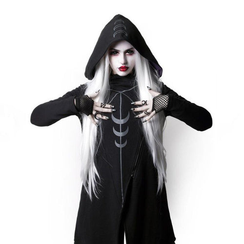 Load image into Gallery viewer, Gothic Sweatshirt Thick Fleece Hooded Sweatshirt-women-wanahavit-Black-S-wanahavit
