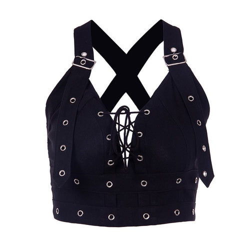 Load image into Gallery viewer, Sexy Club Gothic Punk Harajuku Tank Top-women-wanahavit-Black-One Size-wanahavit
