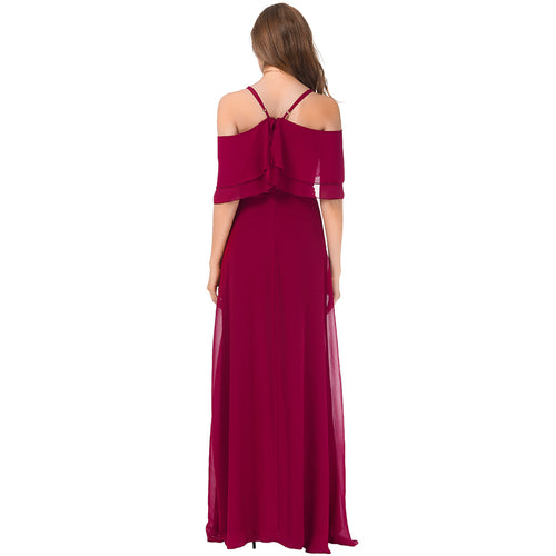 Load image into Gallery viewer, Elegant Ruffle Maxi Open Slit Dress-women-wanahavit-Red-S-wanahavit
